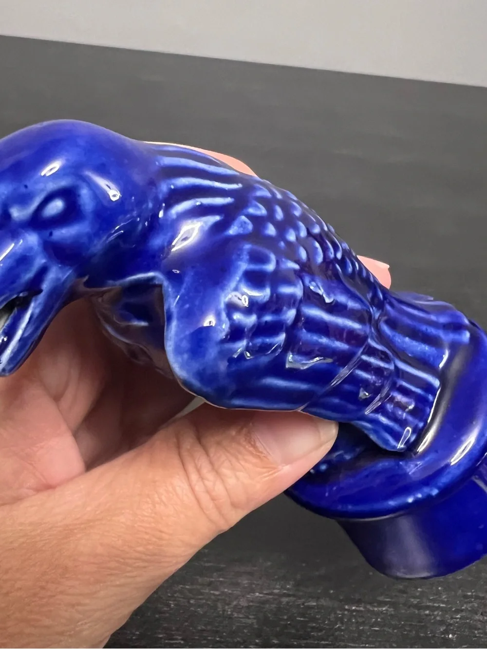VTG Boyd Glass Cobalt Blue Eagle Pie Bird Vent 4.75” Diamond B USA Unique